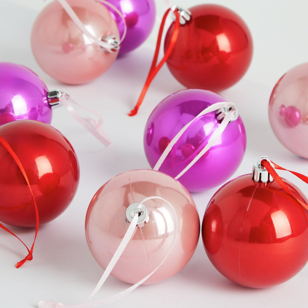 Habitat Pack of 9 Bright Glass Effect Christmas Tree Baubles Decoration