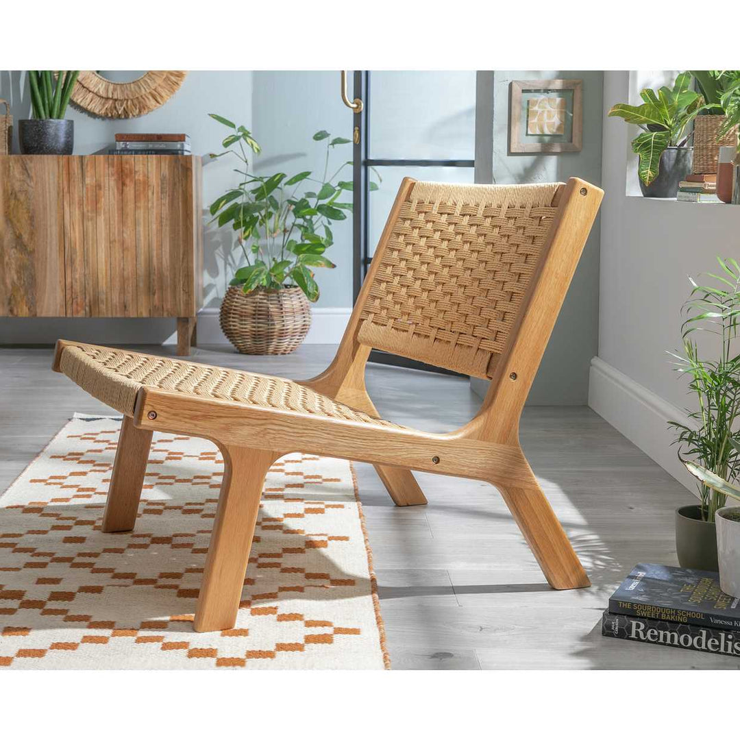 Habitat Faro Woven Paper Rope and Oak Accent Chair - Natural