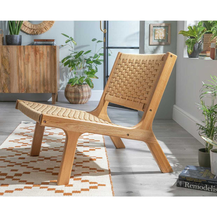 Habitat Faro Woven Paper Rope and Oak Accent Chair - Natural