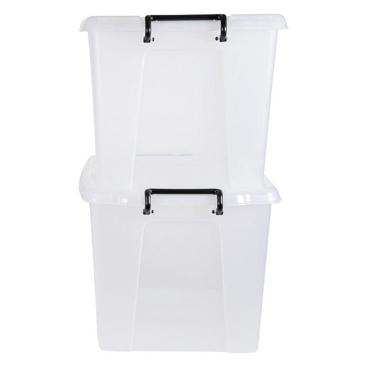 Strata Smart 2 x 40L Plastic Storage Boxes with Lid - Clear