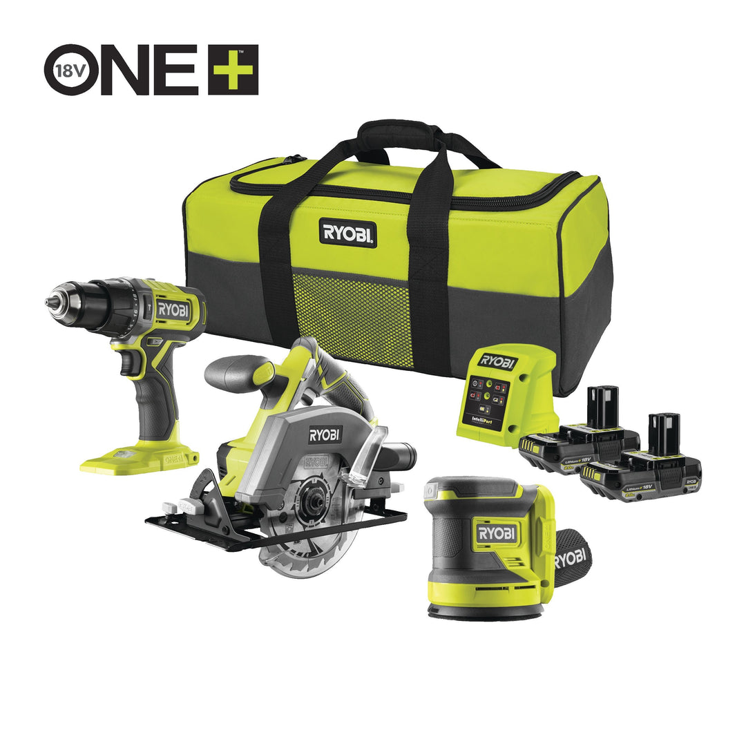 Ryobi RCK183DL-2C20S 18V ONE+™ Cordless Combi Drill, Circular Saw & Random Orbital Sander Starter Kit (2 x 2.0Ah) 