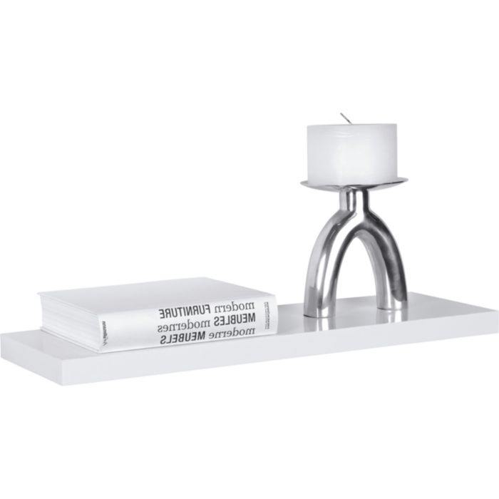 High Gloss 60cm Floating Shelf - White