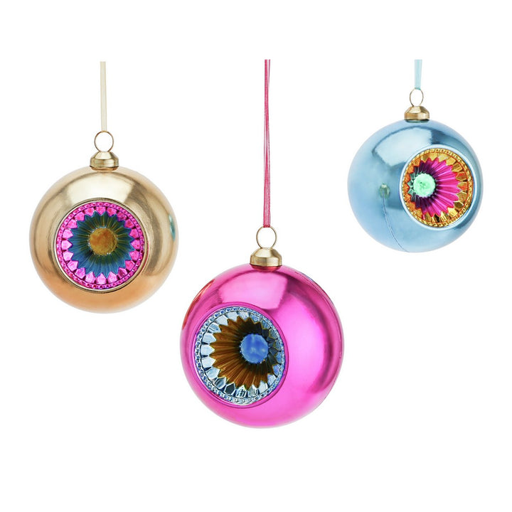 Habitat Pack of 3 Retro Style Bright Christmas Baubles