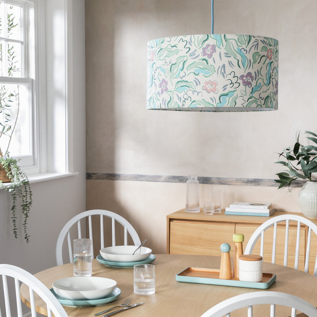 Habitat Bloomsbury Lilac & Blue Floral Drum Lampshade - 49cm