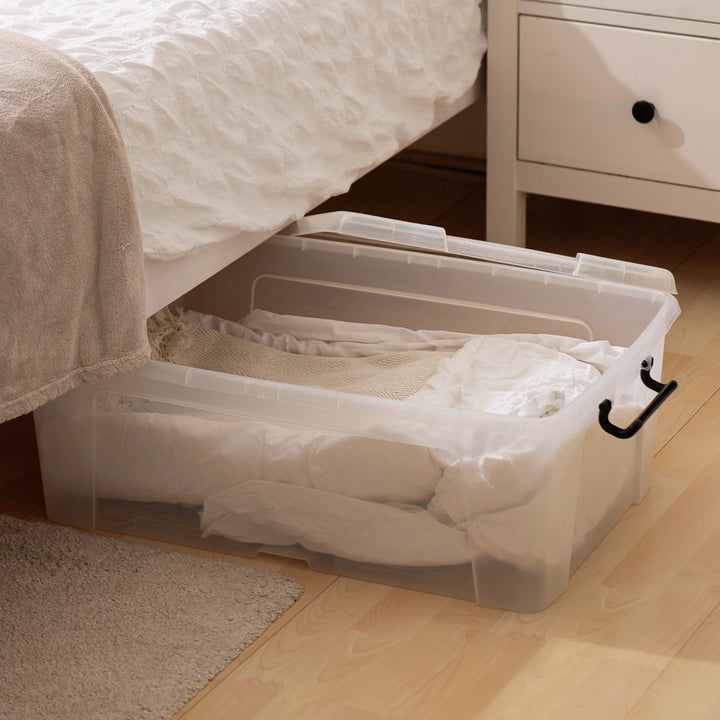 Strata Smart 50L Plastic Storage Boxes with Lid - Clear