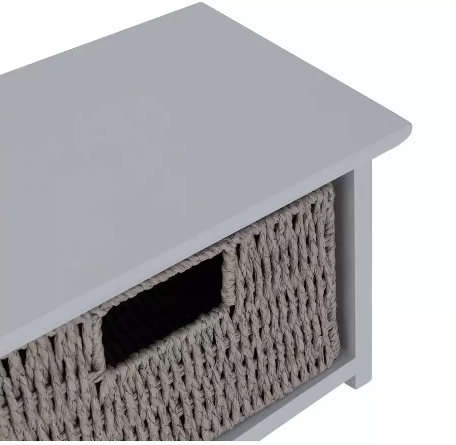 Home 2 Drawer Shelf with Hooks - Grey