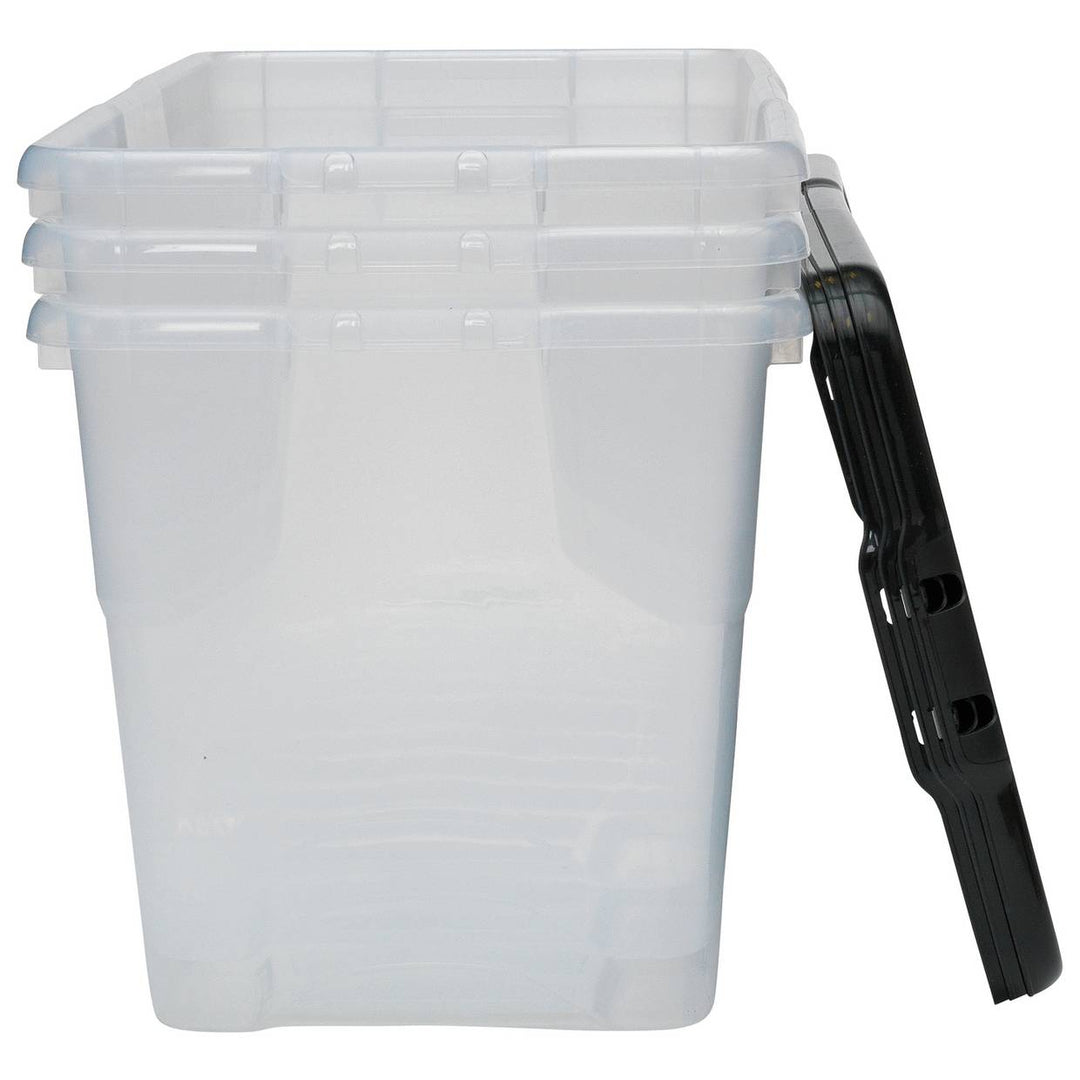 Strata Curve 3 x 80L Plastic Storage Boxes with Lid - Clear
