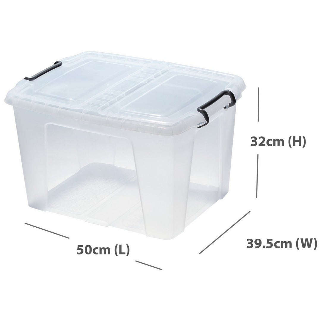 Strata Smart 3 x 40L Plastic Storage Boxes with Lid - Clear