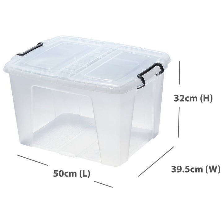 Strata Smart 3 x 40L Plastic Storage Boxes with Lid - Clear