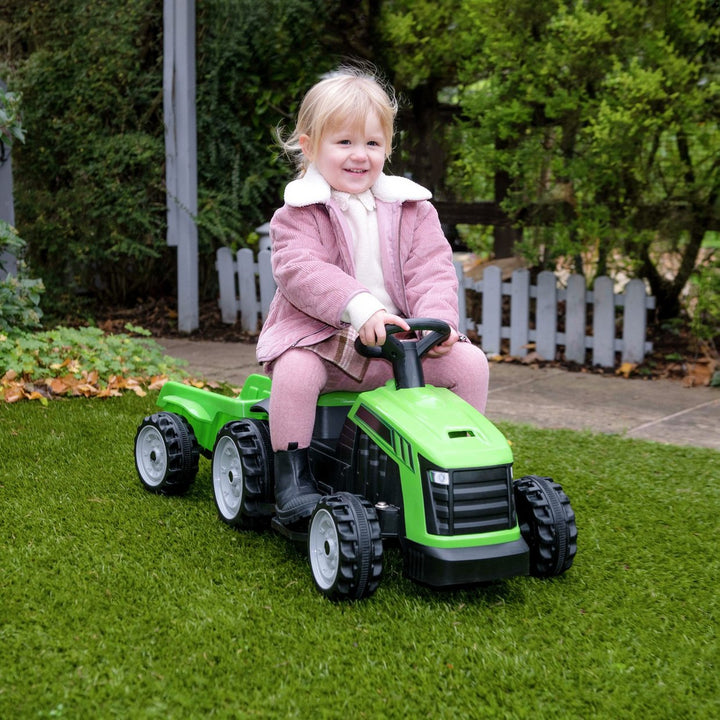 EVO Electric Tractor with Trailer 6V Powered Vehicle - Green