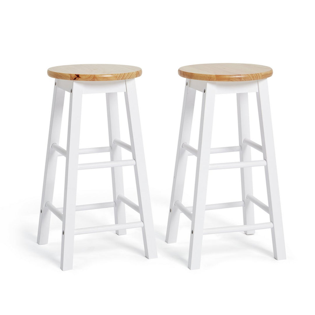 Habitat Pair of Wooden Bar Stools - Two Tone