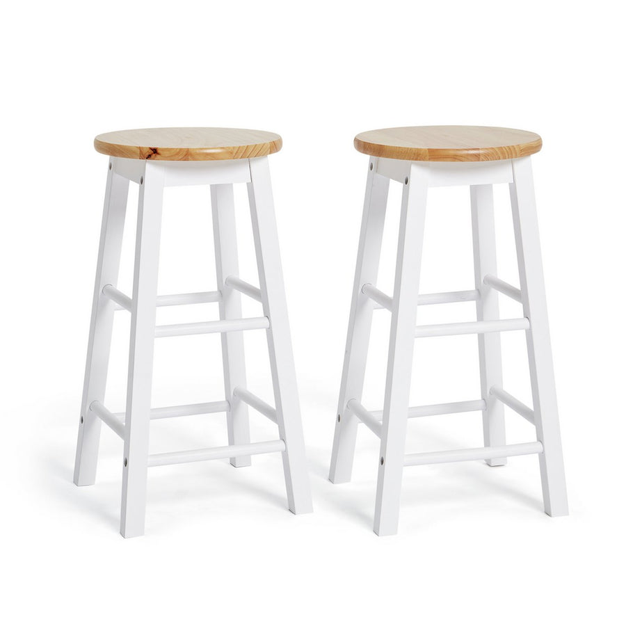 Habitat Pair of Wooden Bar Stools - Two Tone
