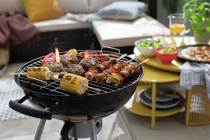 Home 55cm Kettle Charcoal BBQ With Pizza Oven - Black