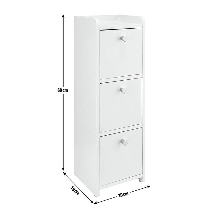 Home Slim Prime 3 Drawer Bathroom Drawer Unit - White
