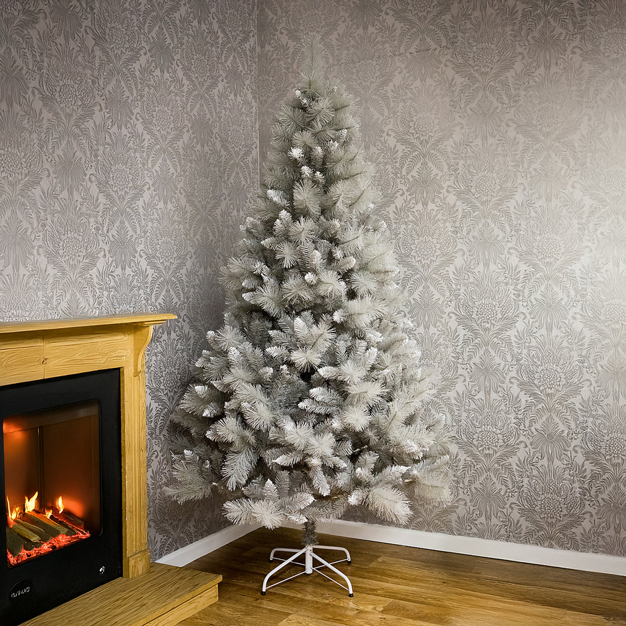 Premier Decorations 6ft Silver Tip Fir Christmas Tree - Grey