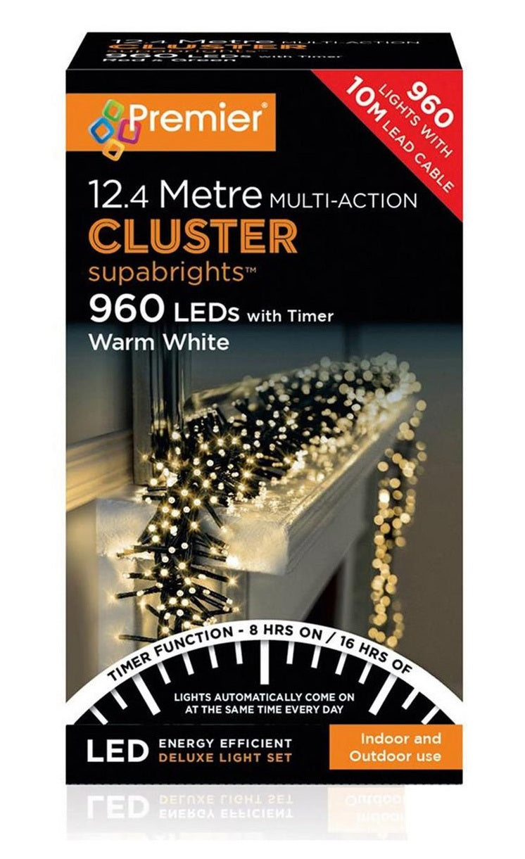 Premier Decorations 960 LED Multi Cluster Lights - Warm White