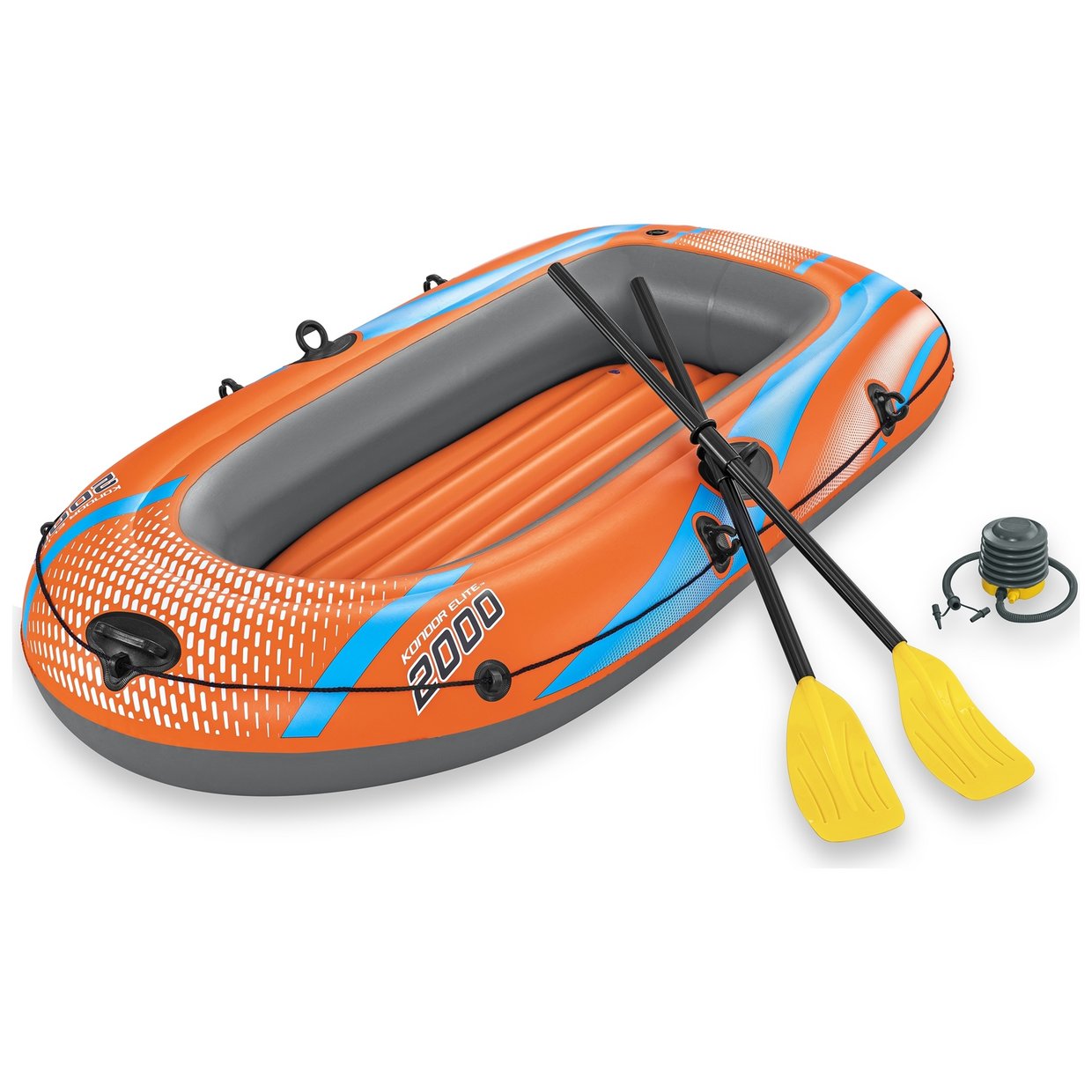 Bestway Kondor Elite 2000 Inflatable Boat Raft Set with Oars & Foot Pump