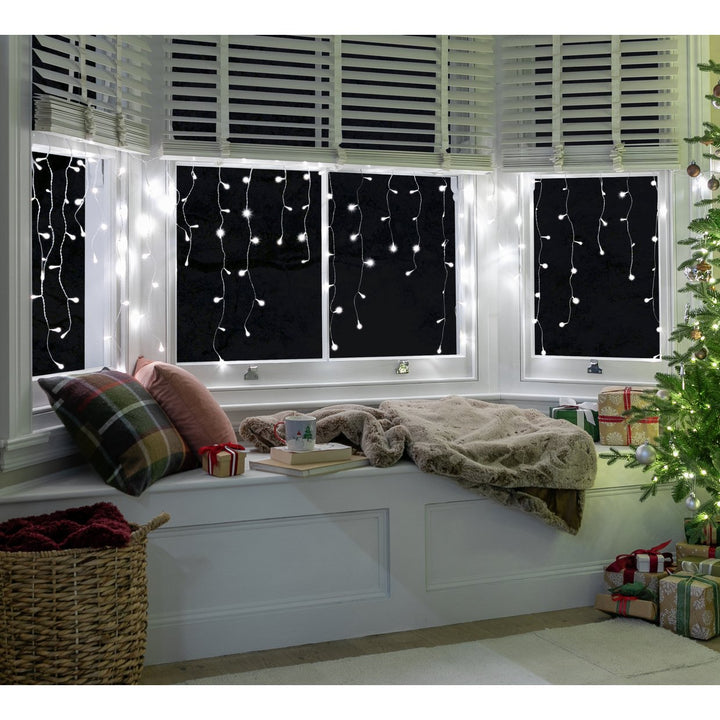 Habitat 160 Warm White LED Christmas Icicle Lights - 8.1m