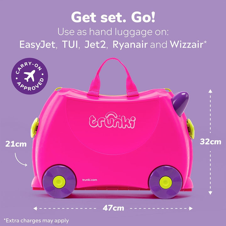 Trunki Trixie 4 Wheel Hard Ride On Suitcase - Pink