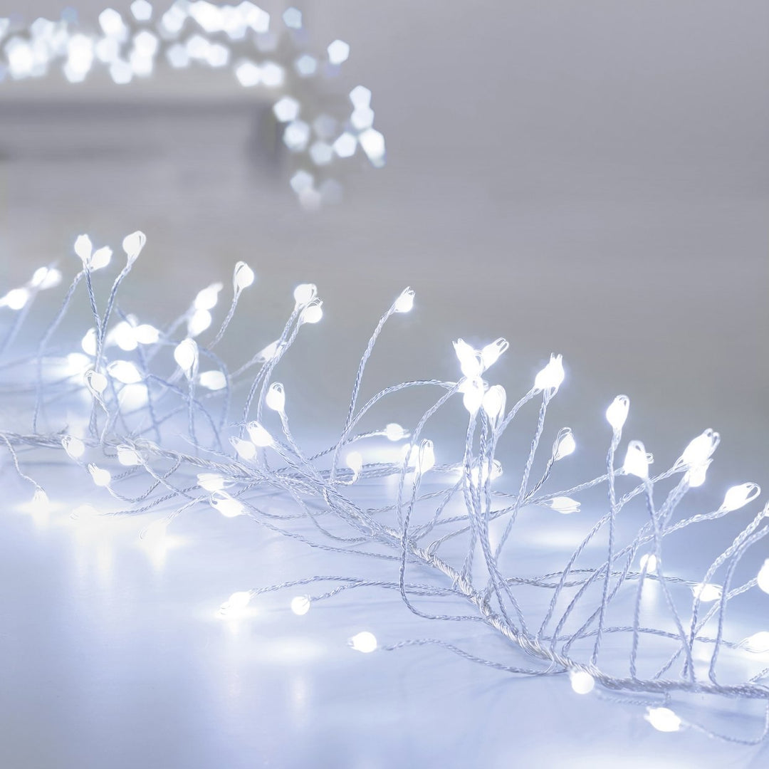 Premier 430 LED White Ultrabrights Garland Pin Wire Lights Silver Wire 2.7m Multi-action