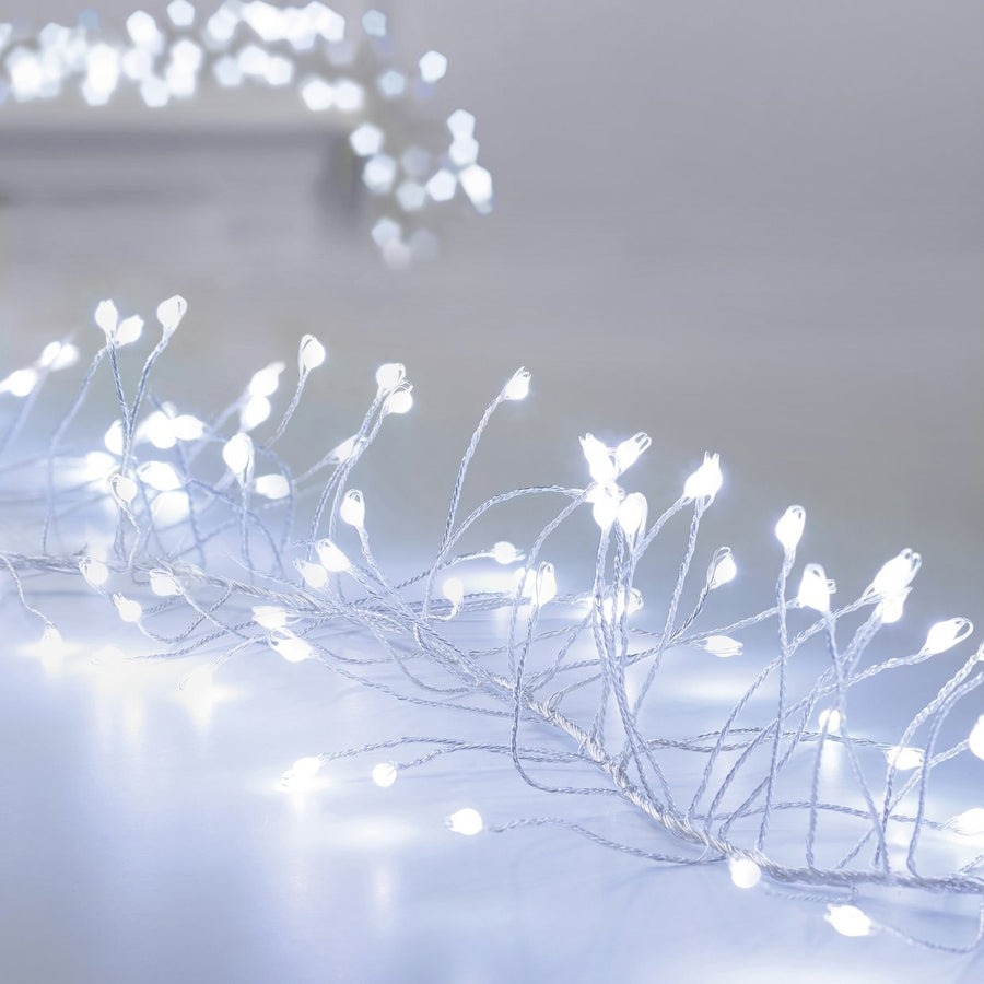 Premier 430 LED White Ultrabrights Garland Pin Wire Lights Silver Wire 2.7m Multi-action