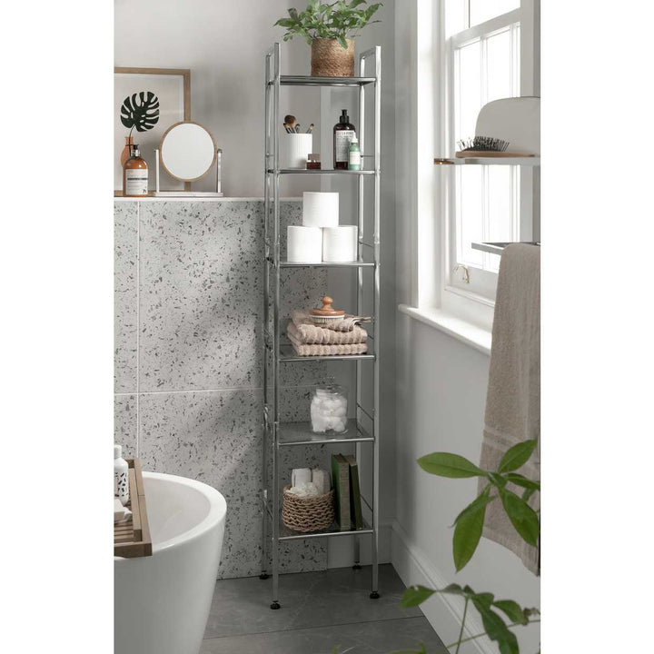 Habitat 6 Tier Bathroom Storage Shelf Unit - Chrome
