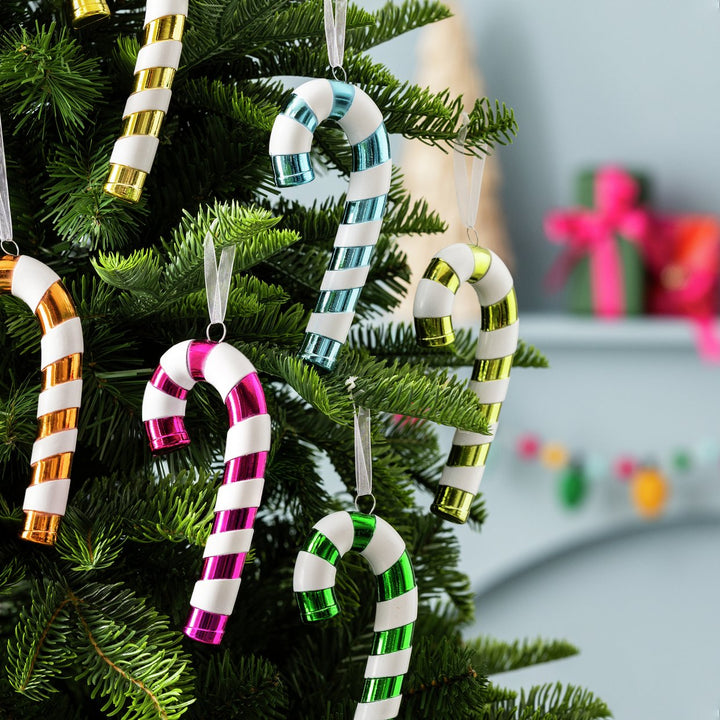 Habitat Pack Of 6 Candy Canes Christmas Tree Baubles Decoration