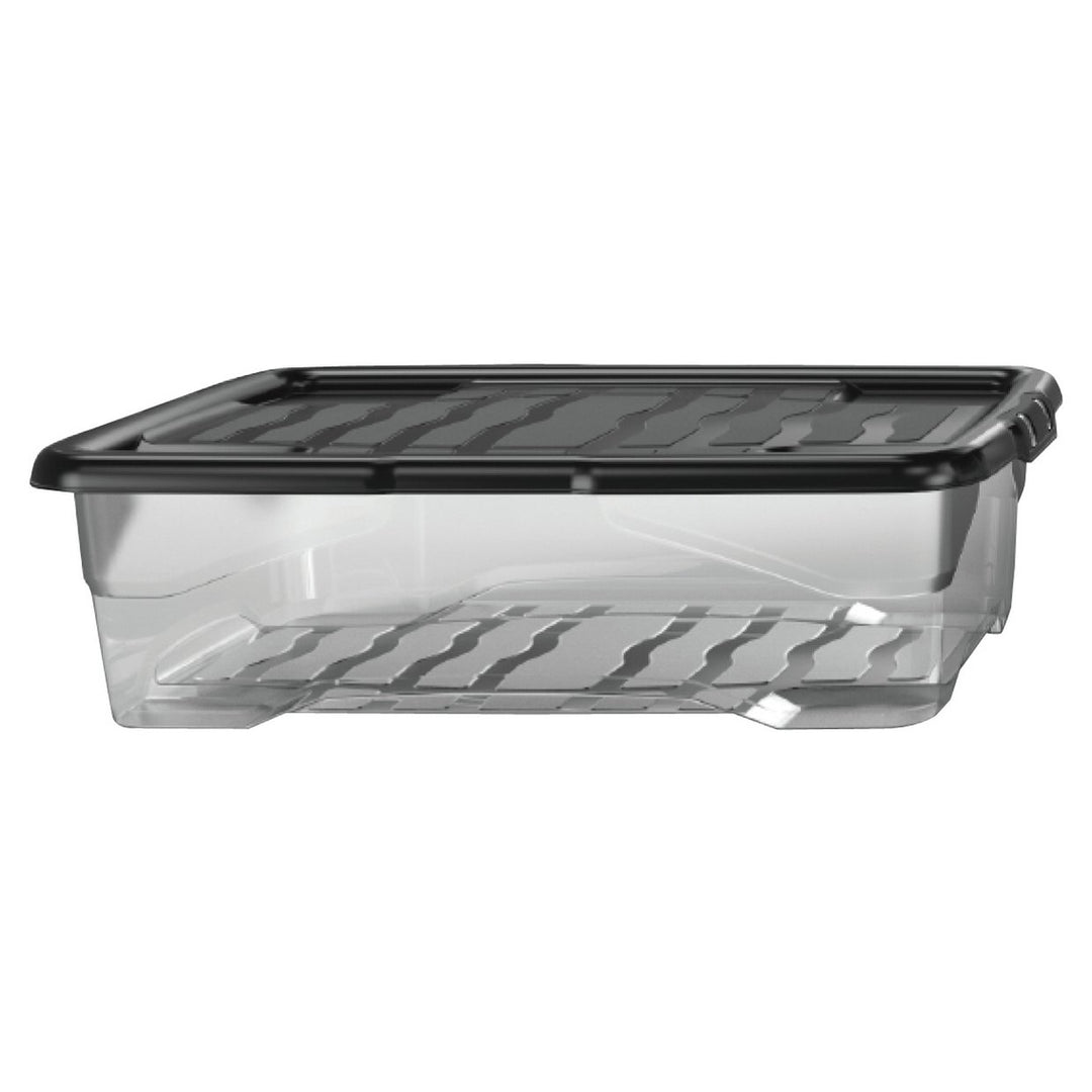 Strata Curve 3 x 30L Plastic Storage Boxes with Lid - Clear Set of 3