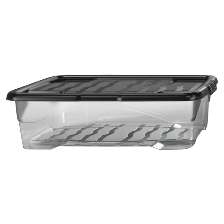 Strata Curve 3 x 30L Plastic Storage Boxes with Lid - Clear Set of 3