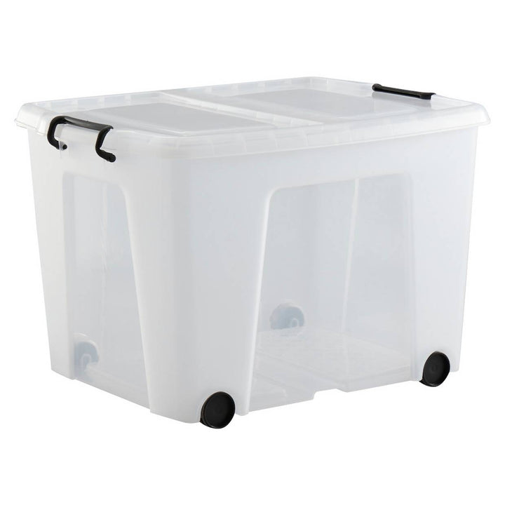 Strata 75L Wheeled Smart Box With Lid Storage Box - Clear