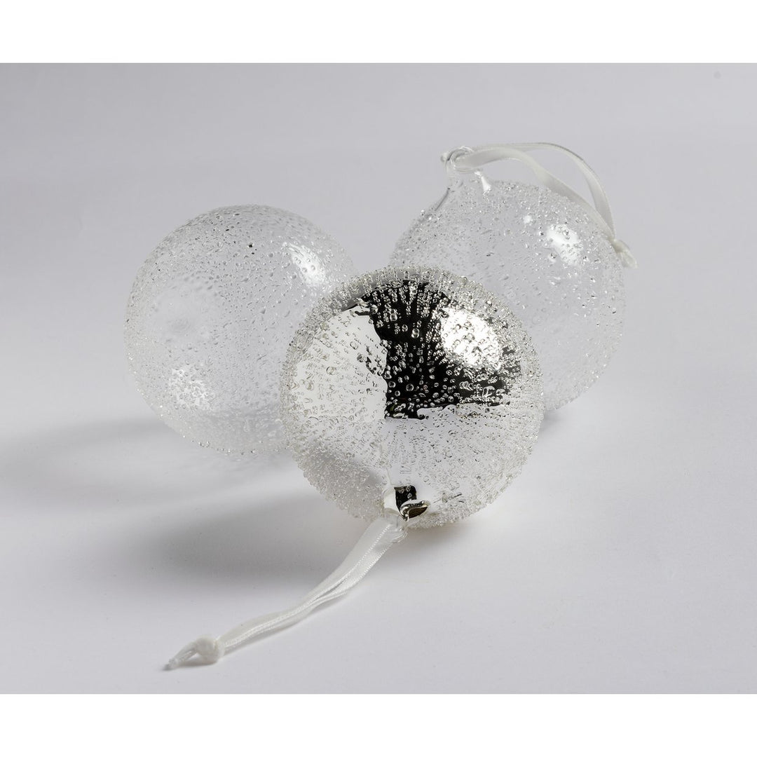 Habitat Pack Of 3 Glass Christmas Baubles - White 