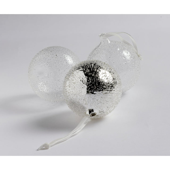 Habitat Pack Of 3 Glass Christmas Baubles - White 