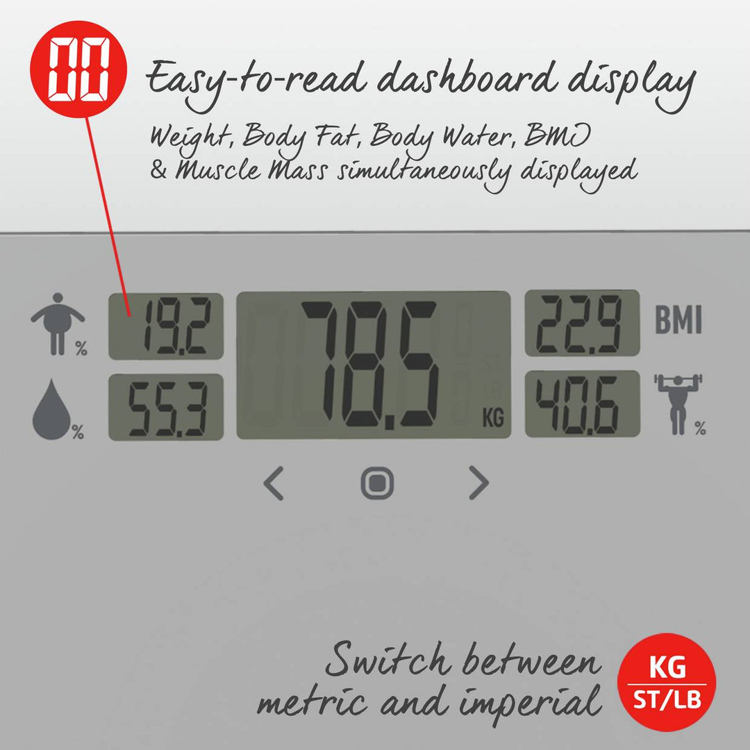 Salter Dashboard Wide Body Analyser Bathroom Scales - Silver