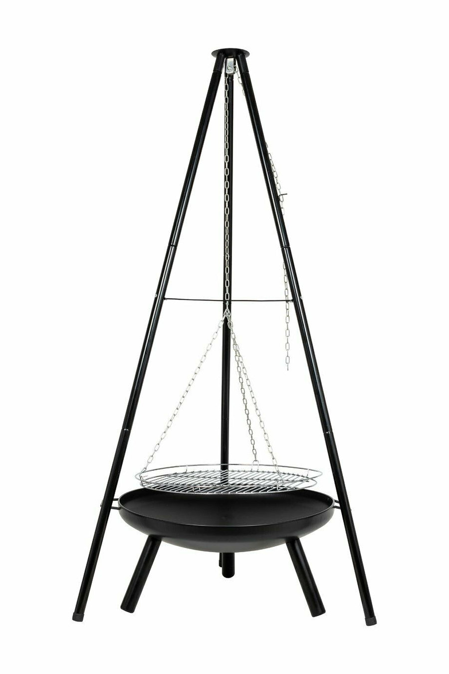 La Hacienda Fire Pit Tripod With Cooking Area - Black