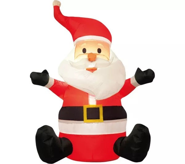 Premier Decorations 1.2M Lit Inflatable Santa - White LEDs