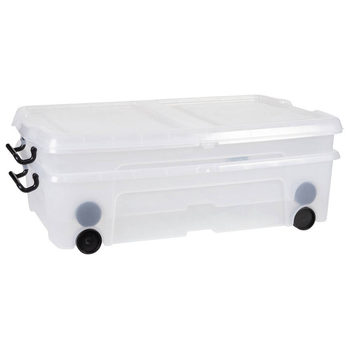 Strata 2 X 35L Wheeled Underbed Storage Boxes - Clear