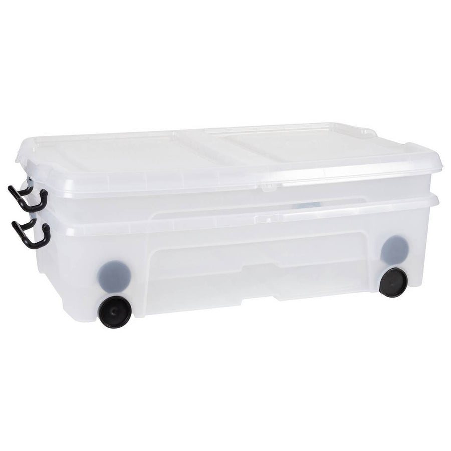 Strata 2 X 35L Wheeled Underbed Storage Boxes - Clear