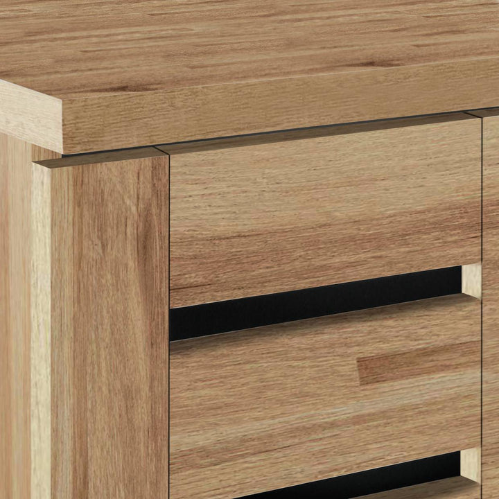 Home Slatted 2 Door Shoe Storage Cabinet - Oak