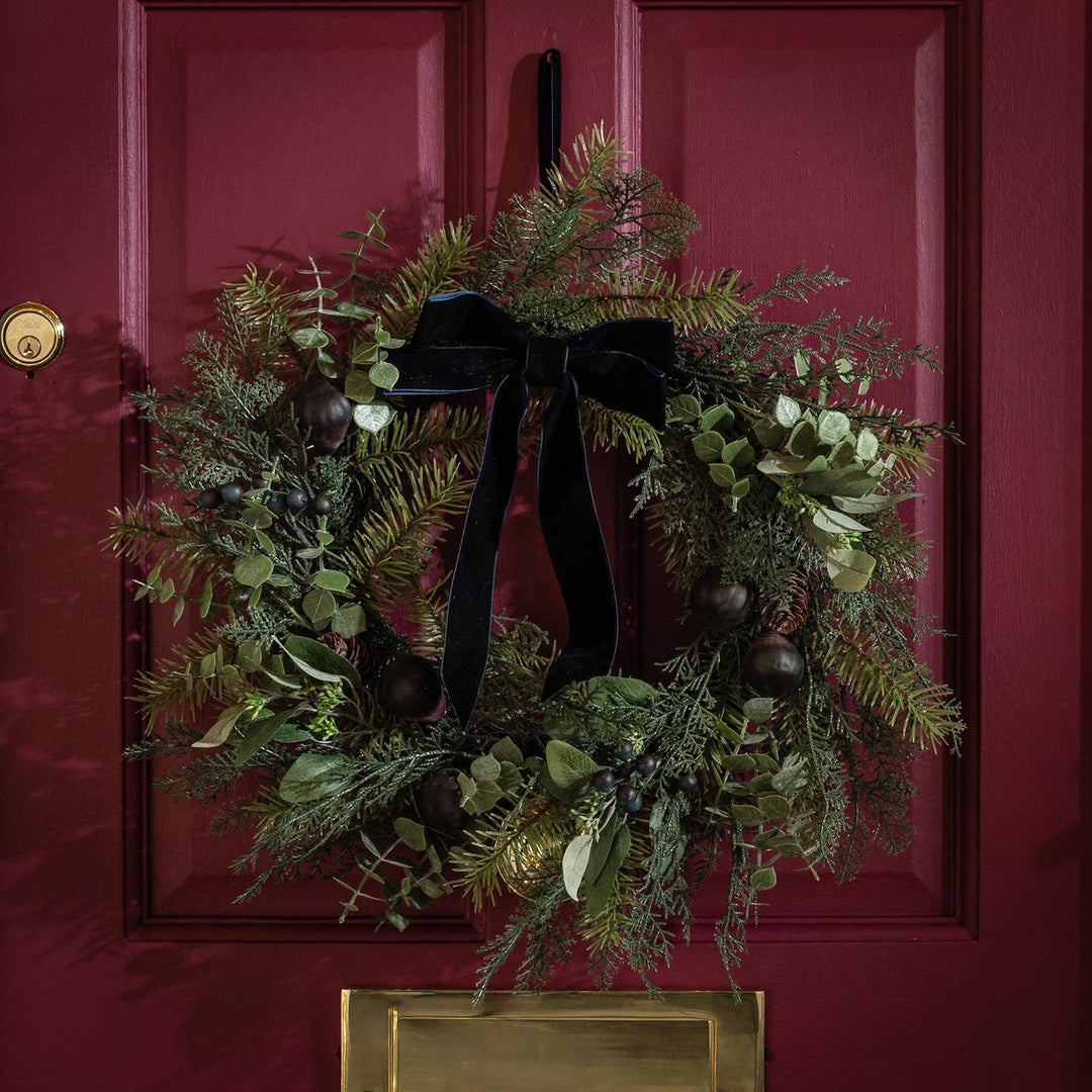 Habitat Fig And Velvet Bow Christmas Wreath