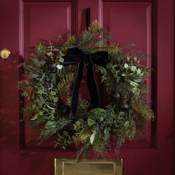 Habitat Fig And Velvet Bow Christmas Wreath