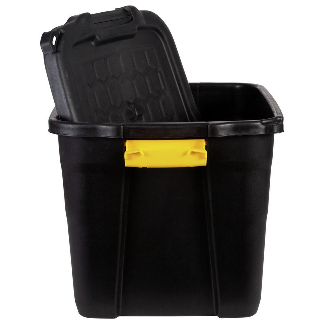 Strata 42L Heavy Duty Plastic Storage Boxes with Lid - Black