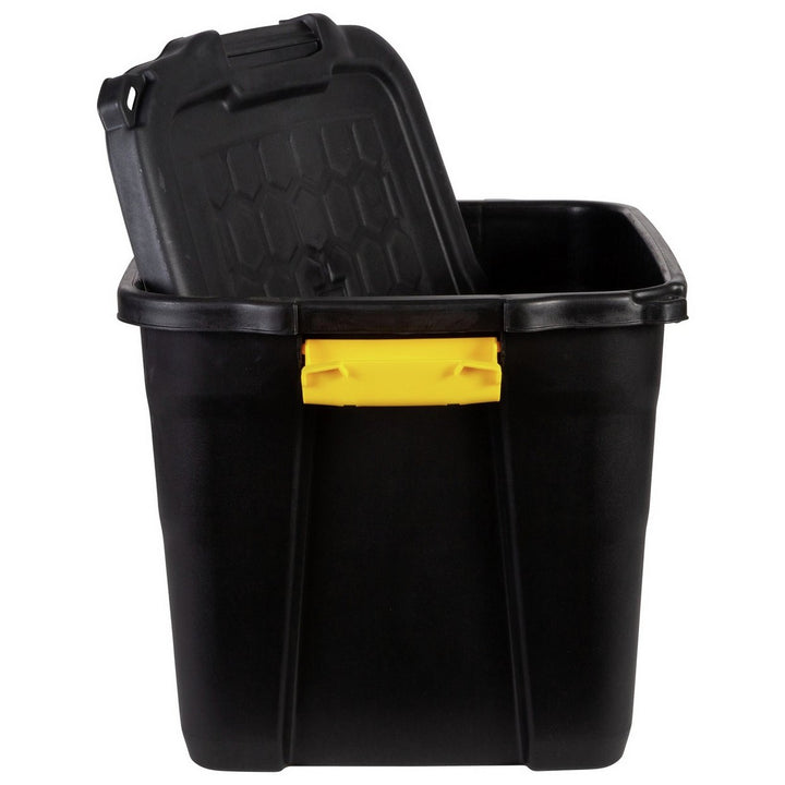 Strata 42L Heavy Duty Plastic Storage Boxes with Lid - Black