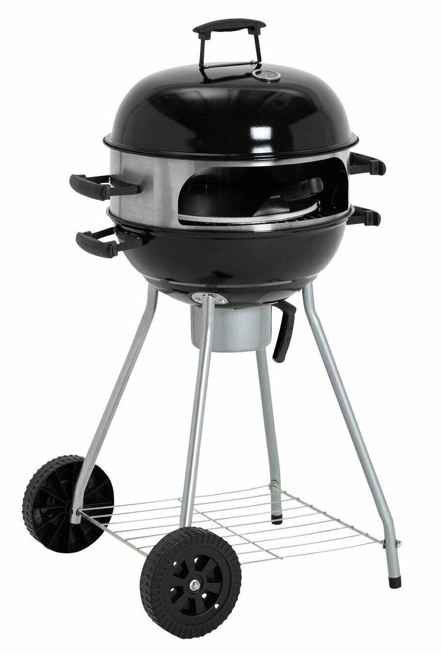 Home 55cm Kettle Charcoal BBQ With Pizza Oven - Black