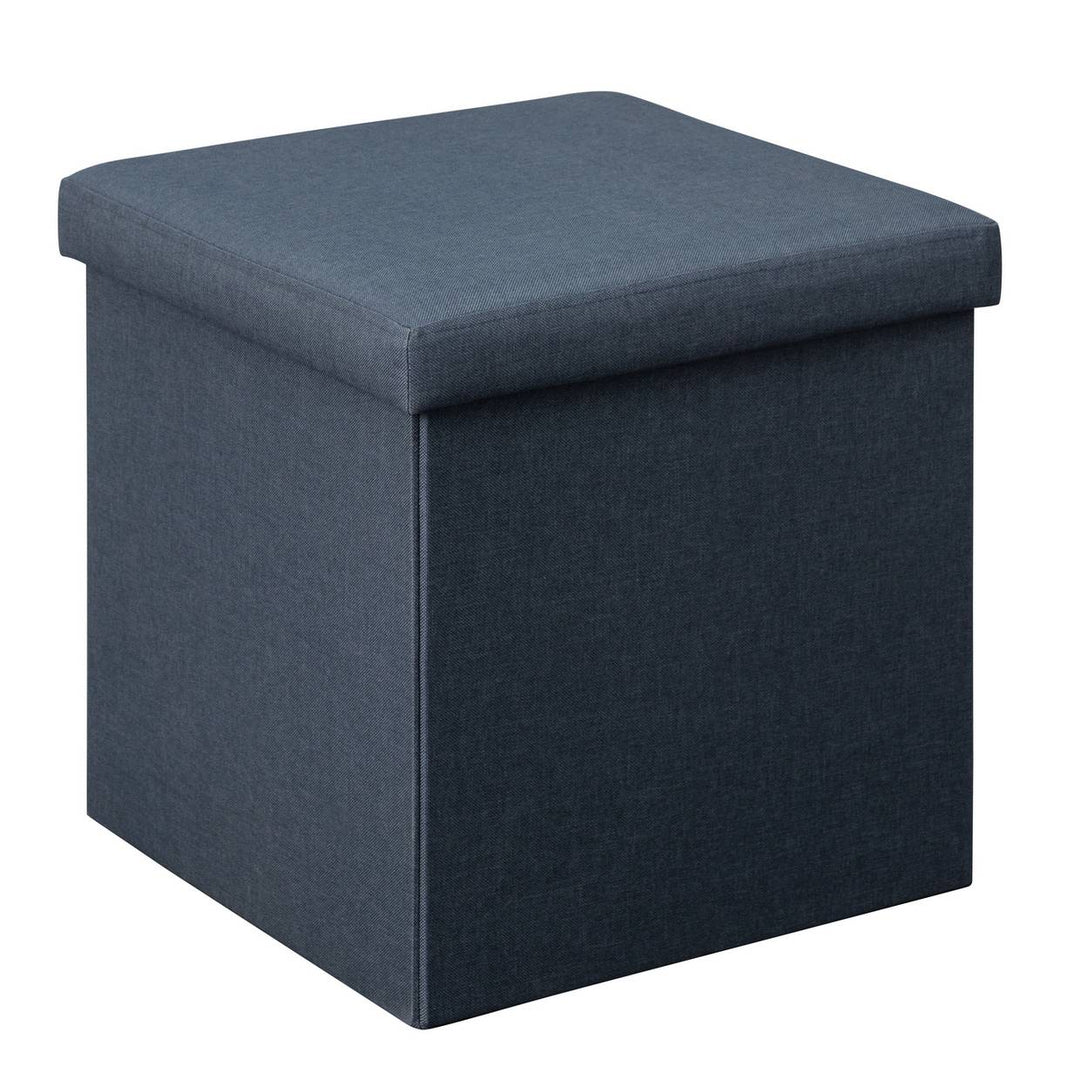 Home Fabric Small Storage Ottoman - Navy