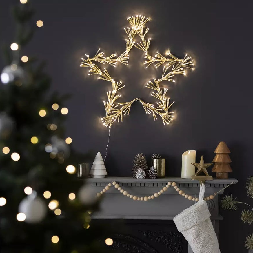 Home Iron Frame Star Shaped Christmas Light Decoration