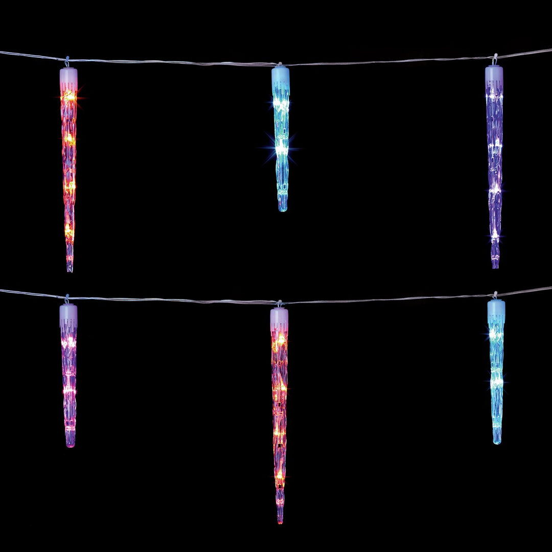 Premier Decorations 72 Rainbow LED Christmas Icicle Lights