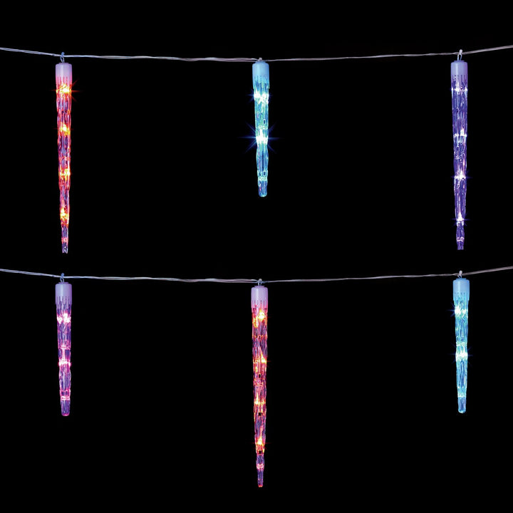 Premier Decorations 72 Rainbow LED Christmas Icicle Lights