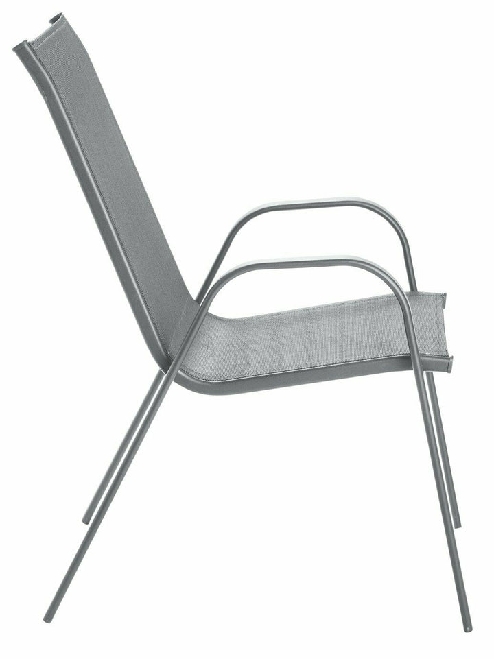 Home Sicily Metal Pack Of 2 Stacking Chairs - Grey