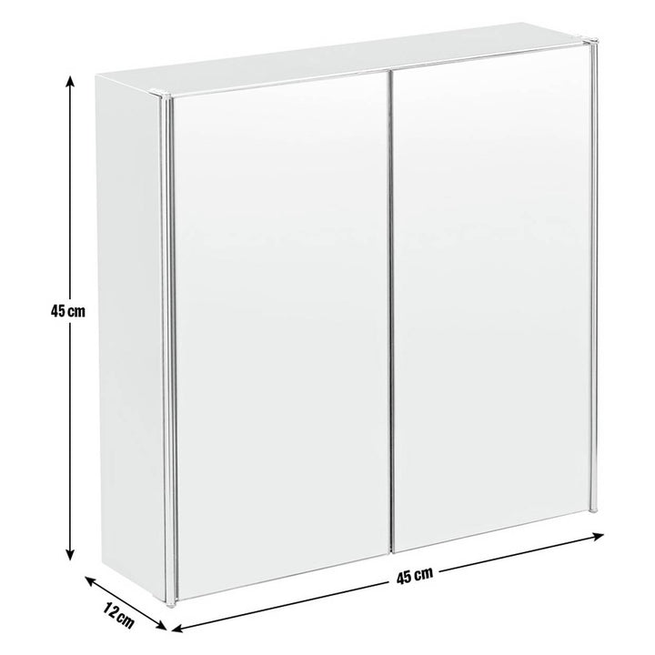 Home Stainless Steel 2 Door Mirrored Cabinet