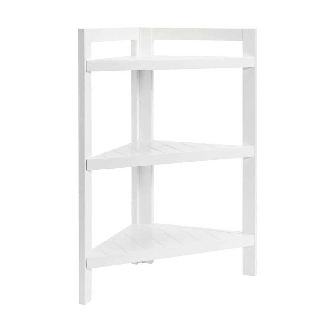 Home 3 Tier Bathroom Corner Shelf Unit - White